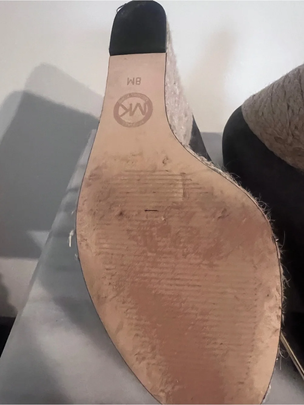 Michael Kors Dark Brown Peep-Toe Wedge Espadrilles with Bow
